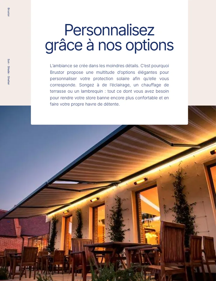 Store banne Brustor avec éclairage LED le soir