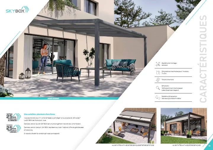 Auvent aluminium attenant avec stores