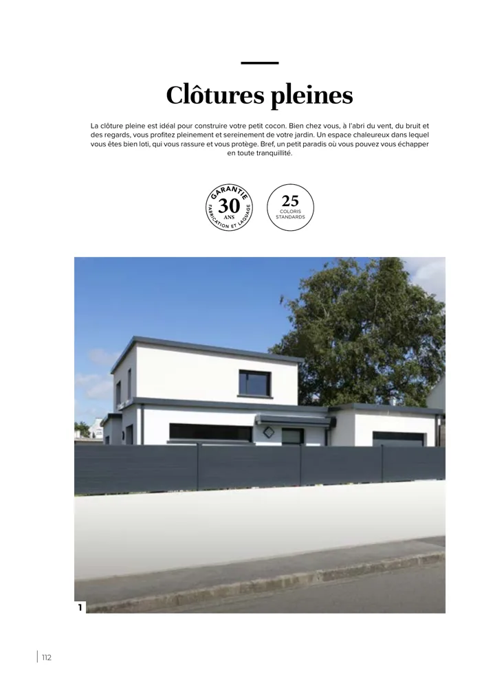 Clôture aluminium pleine