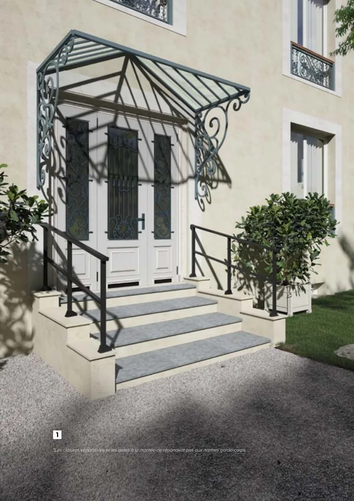 Garde-corps aluminium sur un escalier extérieur