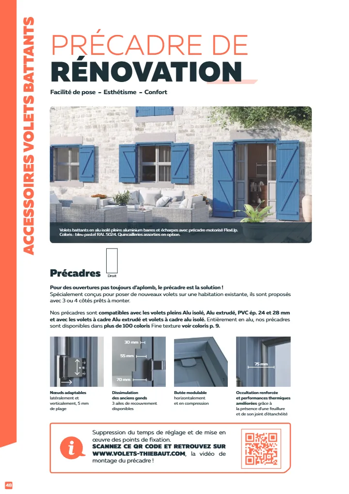 Précadre de rénovation pour volets battants