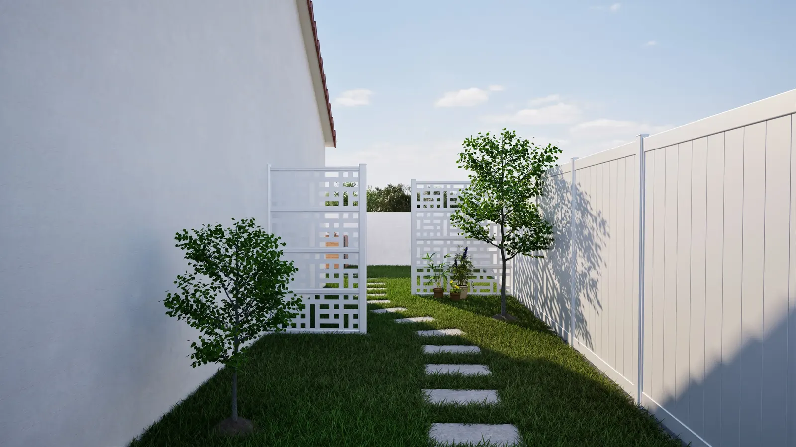 Claustra aluminium blanc à tôles décor découpé
