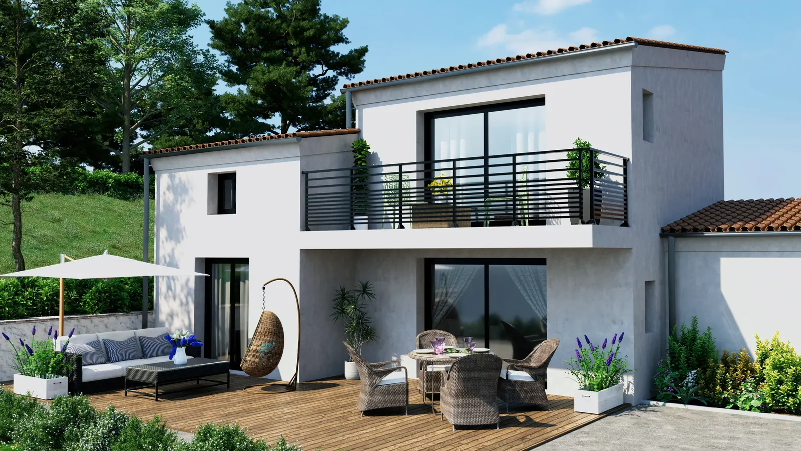 Garde-corps aluminium noir à lisses horizontales
