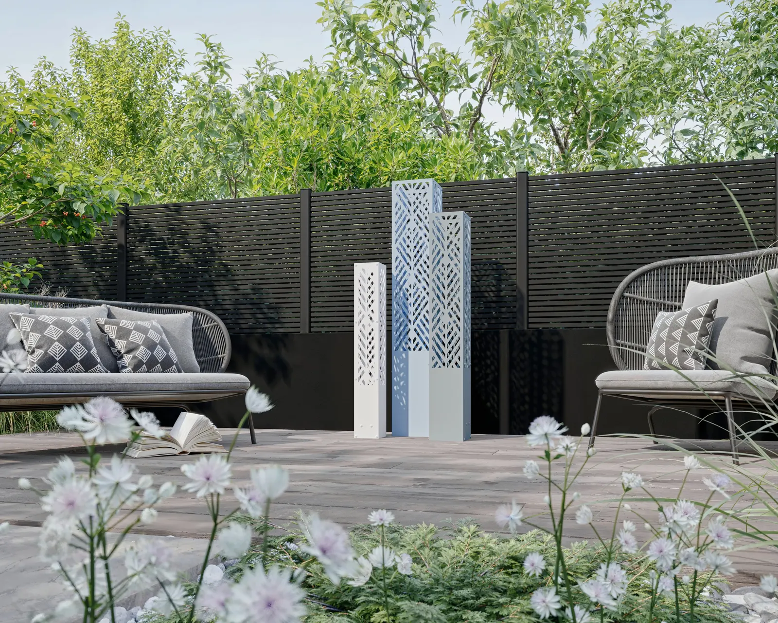 Habillages de spots lumineux en aluminium décor découpé