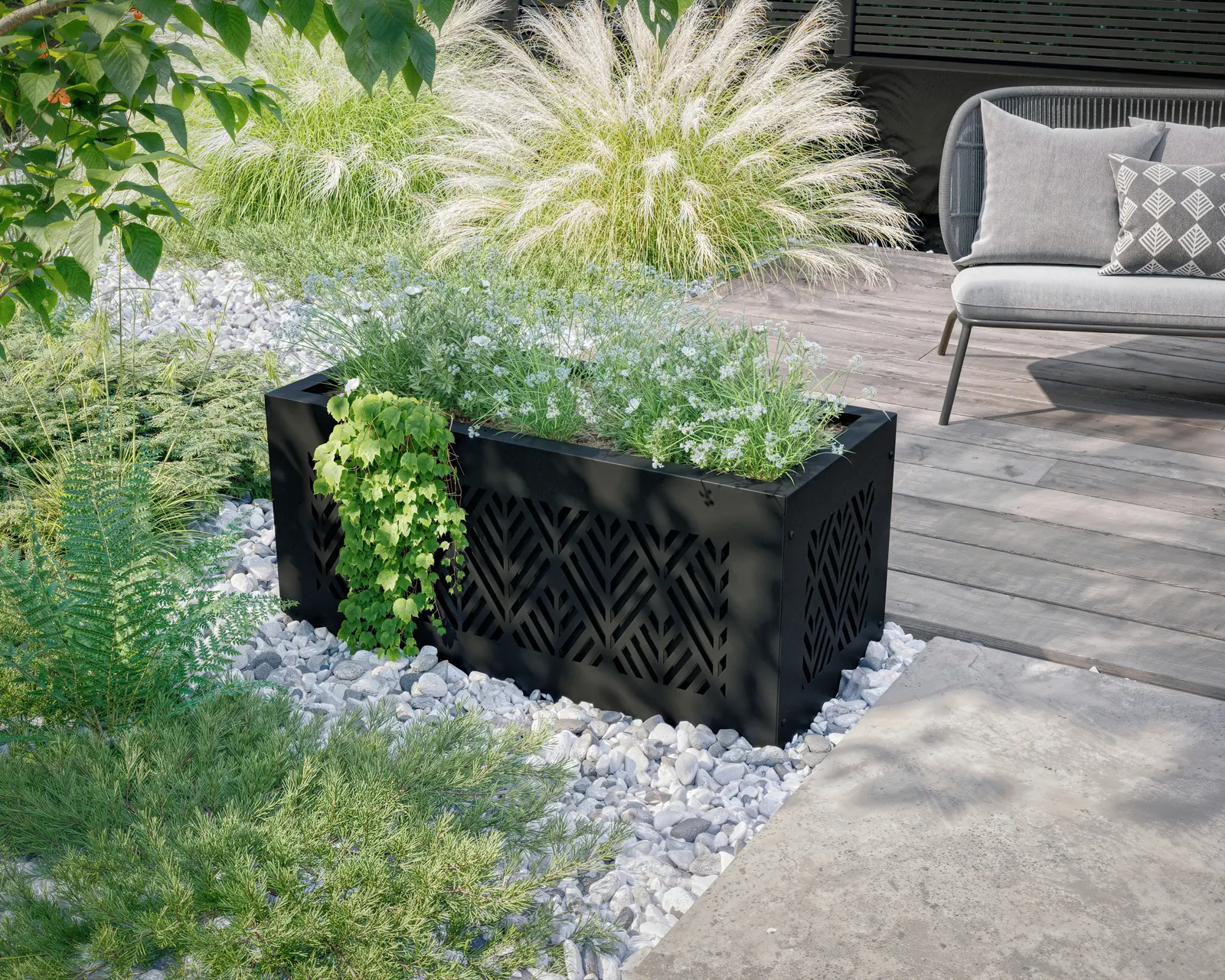 Jardinière en aluminium noir