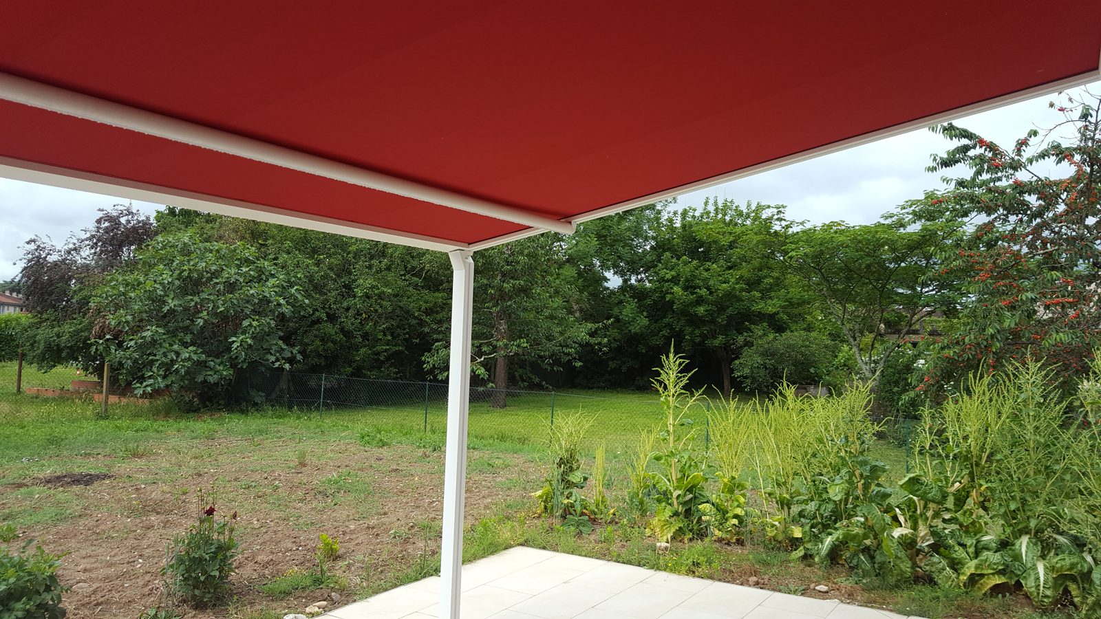 Vue sous la pergola B128 vers le jardin