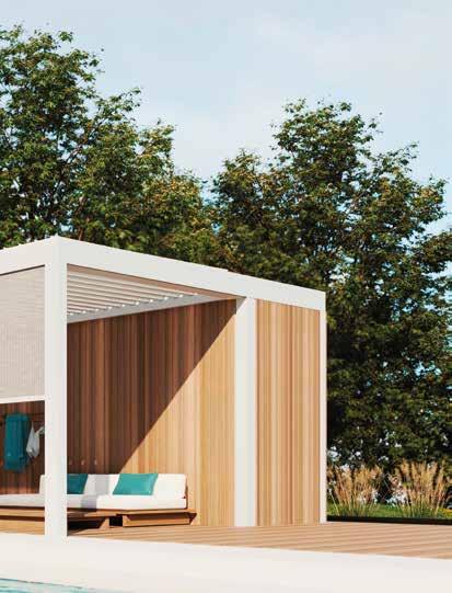 Pergola Brustor B720 avec partie vitrée et partie à lames