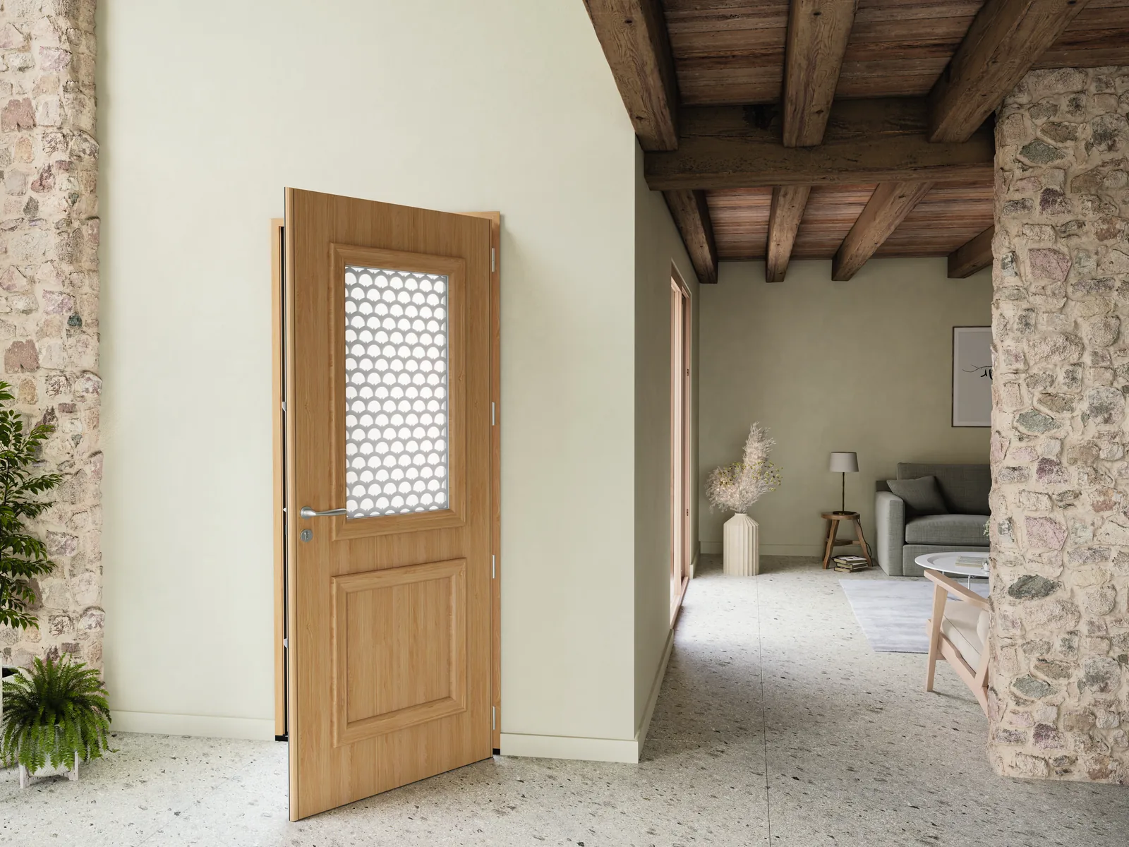 Porte d’entrée mixte bois chêne BEL’M Réminiscence