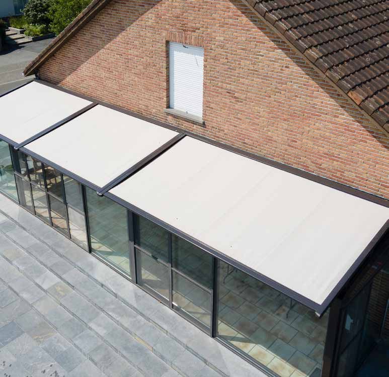 Stores de véranda Brustor B126 couplés sur une véranda rectangulaire
