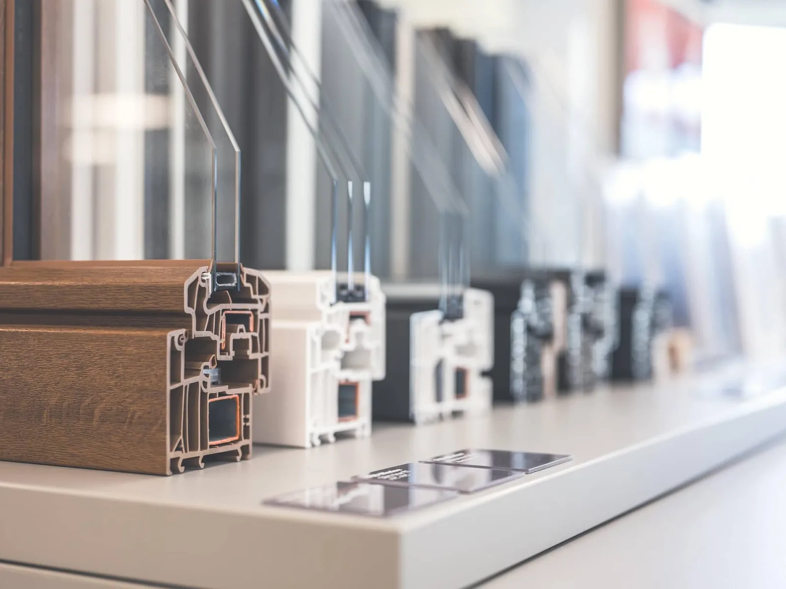 Coupes de profils de fenêtres Finstral exposées au Studio EXTEND