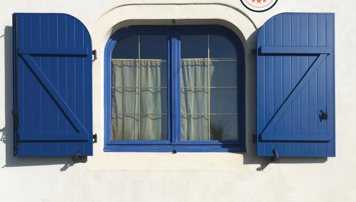 Volets cintrés bleus et leurs espagnolettes